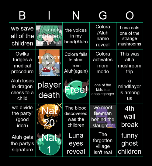 Forgotten Sanctuary: Session 2 Bingo Card