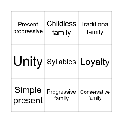 Gold 1 - Family Matters Bingo Card