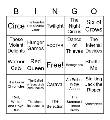 Booktalk Bingo Card