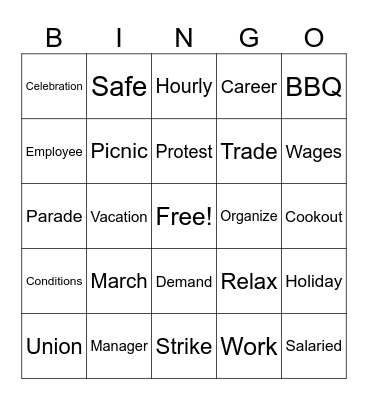 Labor Day Bingo! Bingo Card