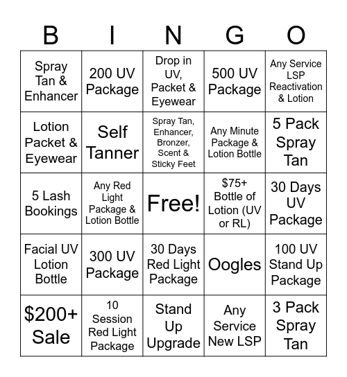 Fab Bingo Card
