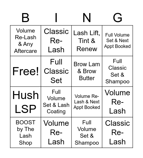 Hush Bingo Card