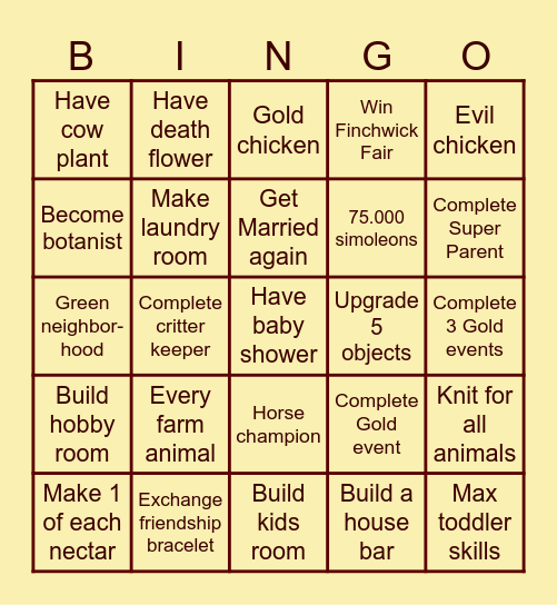 Rags to Ranches Bingo Card