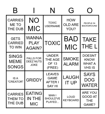 FORTNITE RANDOM DUOS BINGO Card