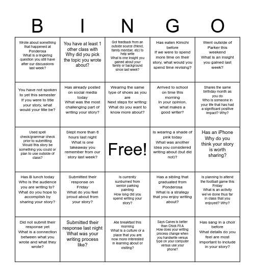 Little Things are Big Bingo Card