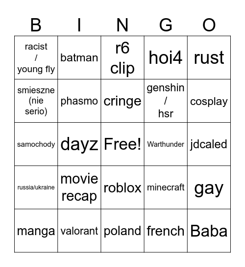 Untitled Bingo Card