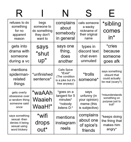 mega vc bingo Card