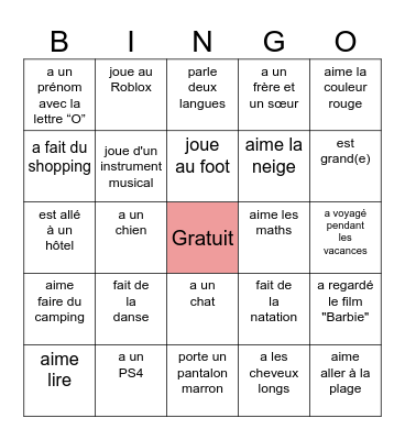 Trouve quel qu'un qui ... Bingo Card