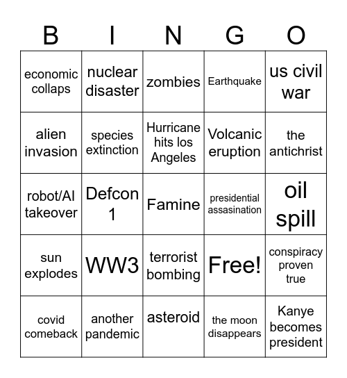 2023 apocalypse bingo Card