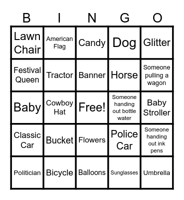2023 Winchester Homecoming Festival Bingo Card