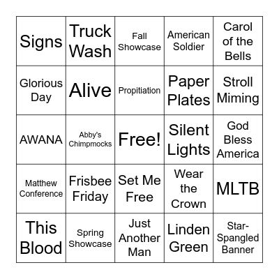 Silent Lights Bingo Card