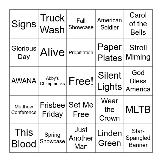Silent Lights Bingo Card
