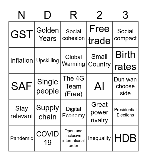 NDR 2023 Bingo Card