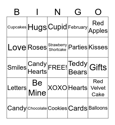 Valentine's Day  Bingo Card