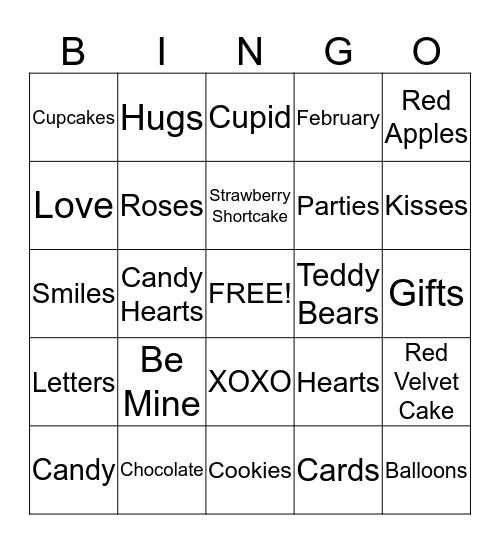 Valentine's Day  Bingo Card