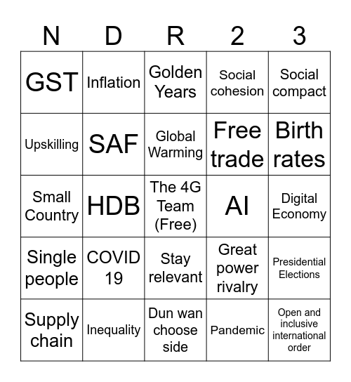 NDR 2023 Bingo Card