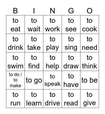 Verben - 2023 Bingo Card