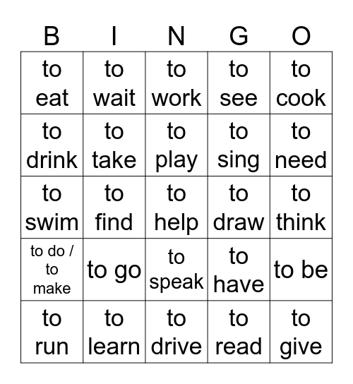 Verben - 2023 Bingo Card