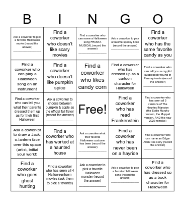 Halloween Bingo Card