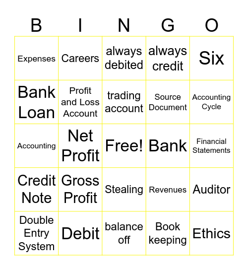 Accounting  Bingo Card