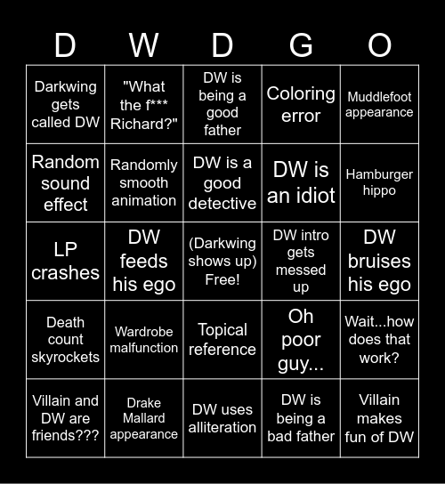 DWD Bingo Card