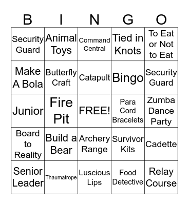Survivor Bingo Card