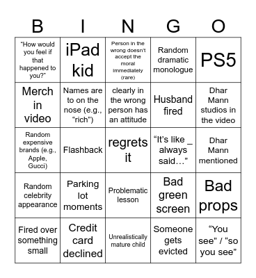 When Dhar Boys become Dhar Menn Bingo Card