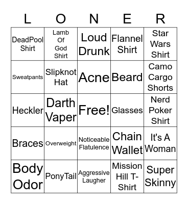 Weird Loner Bingo Card