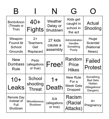 PMHS 2023-2024 Bingo Card