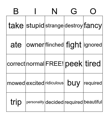 Context Clues Bingo Card