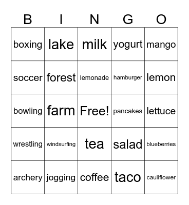 Circle Time Bingo Card