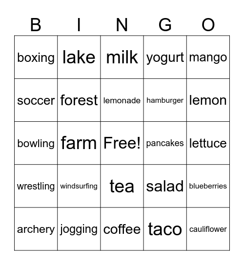 Circle Time Bingo Card