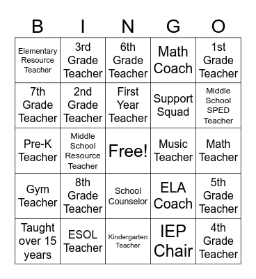 LWEMS Bingo Card