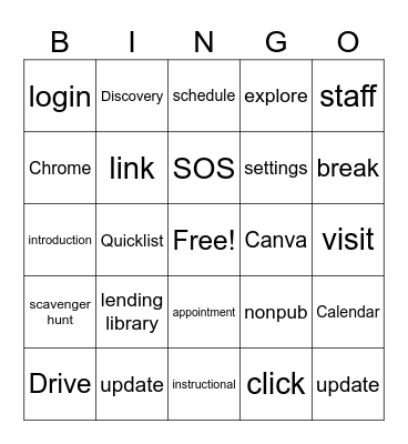 NPSS Technology Updates Bingo Card