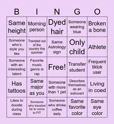 Group 9 Bingo Card