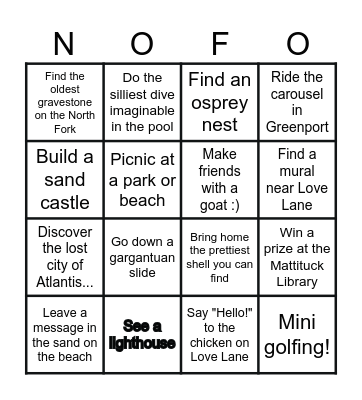 North Fork Bingo! Bingo Card