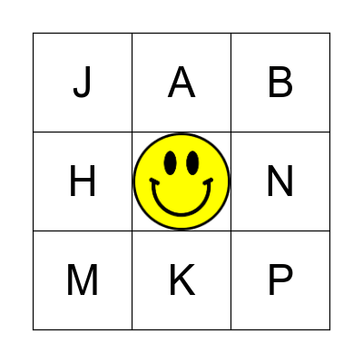 first letter of our names Bingo Card