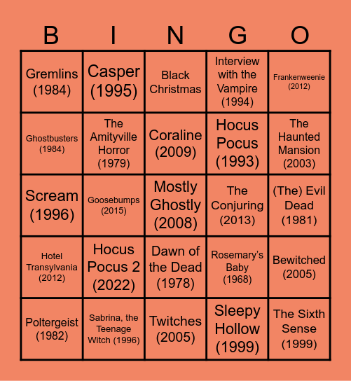 Halloween Bingo Card