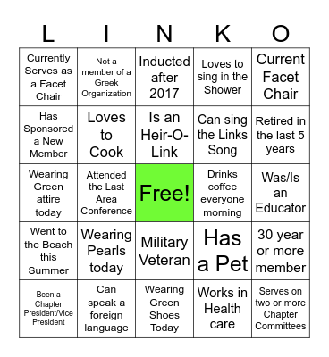 LINKO BINGO Card