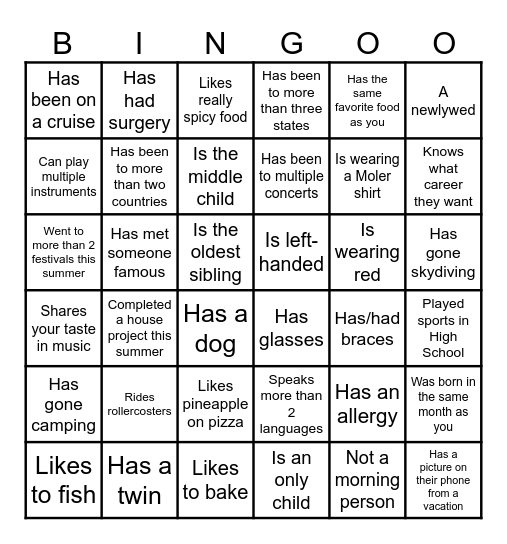 Icebreaker Bingo: Find Someone Who Bingo Card