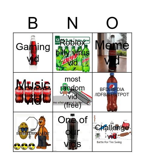 YouTube HomePage BINGO Card