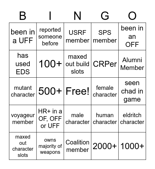 ATF bingo Card