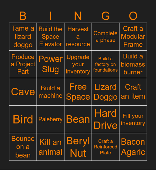 Satisfactory Bingo Card