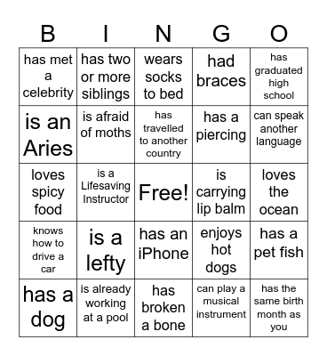 Icebreaker Bingo (blackout to win) Bingo Card