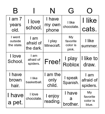 Name Bingo Card