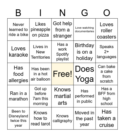 Townhall IceBreaker! Bingo Card