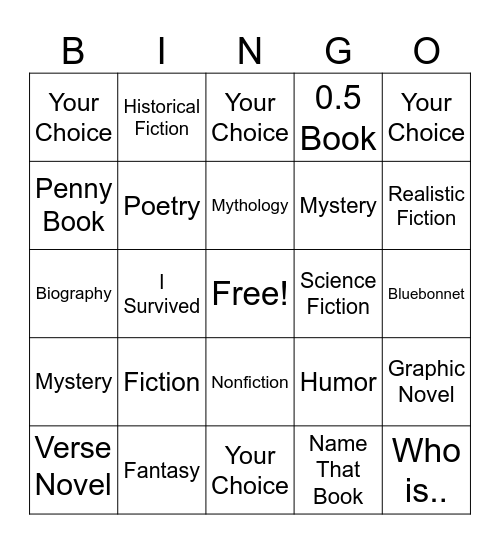 Library Bingo Card