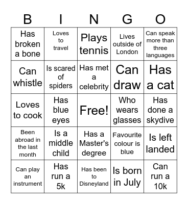 Find some who Bingo Card