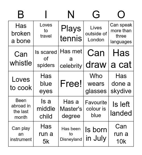 Find some who Bingo Card