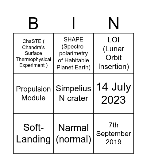 CY3 ASTRONOMY CLUB Bingo Card